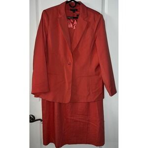 Chadwicks of Boston Coral Linen Blend Blazer and Dress Suit Set Women 16W